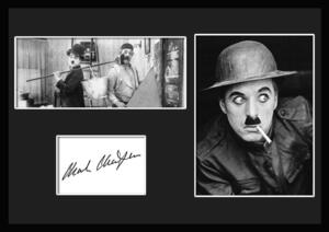 10種類!Charles Chaplin/チャールズ・チャップリン/サインプリント&証明書付きフレーム/BW/モノクロ/ディスプレイ (7-3W)