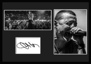  popular lock band!Linkin Park/ Lynn gold * park / Cesta -*be person ton /Chester Bennington/ autograph print & certificate attaching frame -1