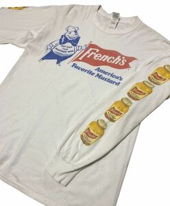 French's プリント　長袖Tシャツ GILDANボディ　ホワイト　サイズM /COTTON 100%/ HOT DAN THE MUSTARD MAN