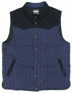 MOMOTARO JEANS 桃太郎ジーンズ ウォバッシュストライプ 中綿ベストWabash Stripe Vest 04-017 38インチ インディゴ