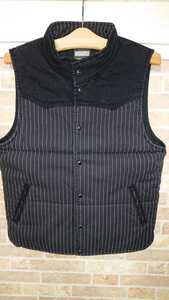 MOMOTARO JEANS 桃太郎ジーンズ ウォバッシュストライプ 中綿ベストWabash Stripe Vest 04-017 36インチ ブラック