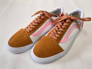 VANS OLD SKOOL オレンジ系 白 スエード キャンバス ピンクライン US11.5 (29.5cm) バンズ オールドスクール アメリカ企画限定!!