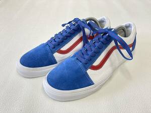 VANS OLD SKOOL 青 白 スエード キャンバス 赤ライン US11.5 (29.5cm) バンズ オールドスクール アメリカ企画限定!!