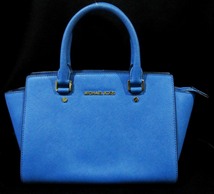 定価50,600円 表参道店購入 マイケルコース MICHAEL KORS 30S3GLMS2L 牛革 レザー ハンドバッグ ブルー系_画像2