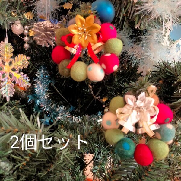 クリスマス リース Xmas オーナメント インテリア ハンドメイド フェルト ハンドメイド 飾り 羊毛