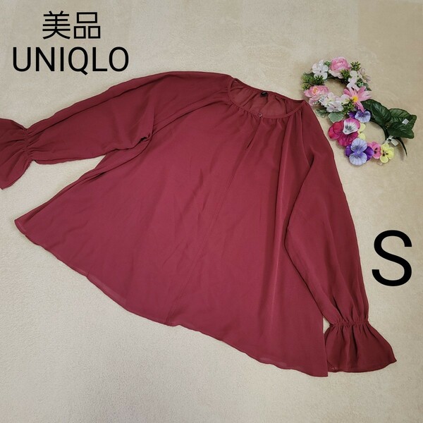 美品　UNIQLO　シャツ/ブラウス　長袖　ワインレッド　S