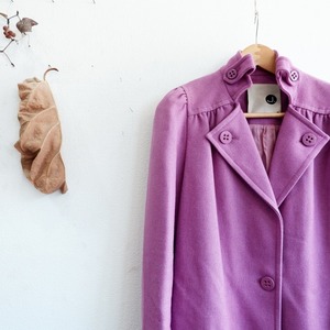  lady's .42 Paola Frani puff sleeve wool coat pink purple series 