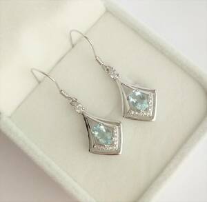  aquamarine hook earrings silver 925 natural both ear silver earrings . shape .. shape 