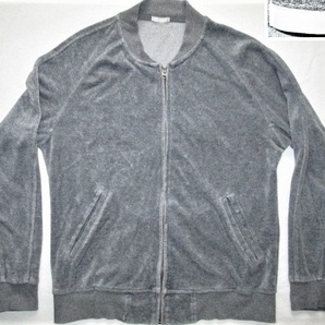 ★古着 2017年 GU ジーユー MEN ベロアジャケット(長袖) M 03.GRAY グレー ラグランスリーブ 前開きファスナー ポケット前(左右) メンズ★