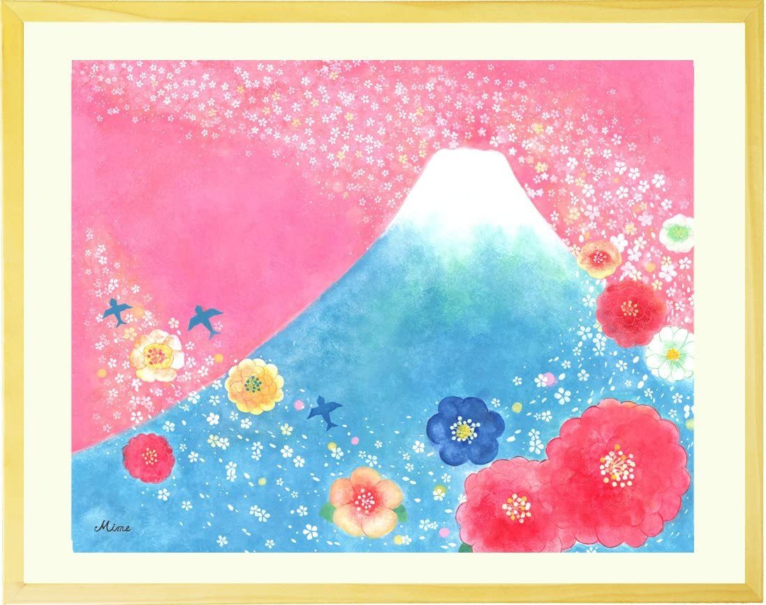 Good luck Mt. Fuji painting, picture, art, framed, Feng Shui, interior, luck boost, money luck, healing, Fuji, Artwork, Painting, others