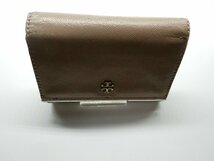 ■【YS-1】 TORY BURCH トリーバーチ ■ 2つ折 財布 ■ グレー系　約9.8cm×14cm ■ 刻印有 ■【同梱可能商品】■J_画像1