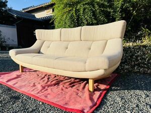 karimoku Karimoku /UU46 model / flat woven cloth /3 seater ./3P/ sofa / natural / Northern Europe / interior / living / high back /2 seater ./ inspection :unico less seal zu46