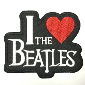 157 ザ・ビートルズ The Beatles アイラブ ビートルズ ロゴ デザイン アイロン ワッペン 音楽 ロック 伝説 リペア カスタム 刺繍ワッペン