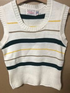 80s USED CLASSIC CASUALS KNIT VEST 80's б/у вязаный лучший женский X-SMALL бесплатная доставка 