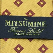 ミツミネ スクエアドット 高級 シルク フェイマスレーベル 日本 ブランド ネクタイ メンズ イエロー 良品 MITSUMINE_画像4