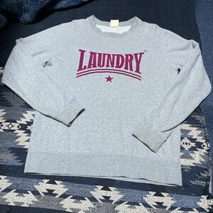 laundry ランドリー ロゴ スウェット トレーナー グレー メンズ M サイズ カレッジロゴ フェルトロゴ 灰色