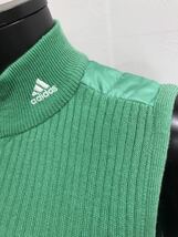 【USED】adidas アディダス ハーフジップ ニット ポリエステル ベスト グリーン 緑 ロゴ刺繍 レディース S ゴルフウェア_画像6