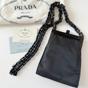  Prada pochette black milano . buy plastic chain 5 times use after black Z storage Italy made 12×14.5× thickness 6cm PRADA black pochette