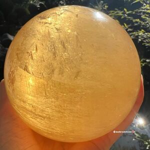ゴールデンカルサイト　スフィア　ハニーカルサイト　満月　Big Sphere 虹入り　直径9.7cm