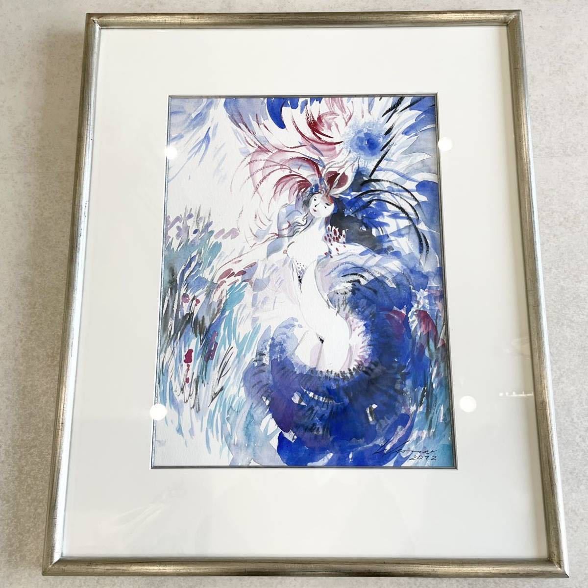 ◇Hand-painted! Meissen's leading painter◇ Heinz Werner Dancer Hand-painted pencil drawing, watercolor painting, framed item, 47 x 34.5 cm, painting, Ceramics, Western Ceramics, Meissen