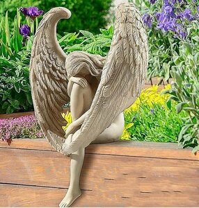 LYW1176★ 彫刻風、天使の置物　アンティーク　羽　オブジェ　北欧インテリア