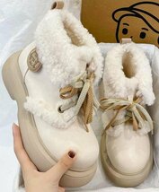 LHK2885★スノーシューズ　裏起毛　レディース カジュアル冬用ブーツスノーブーツ 防水 雪靴　防寒 　かわいい_画像4