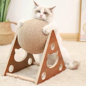 LYW966* pet toy nail .. wooden assembly type ball rotation rhinoceros The ru flax rope lamp living present 