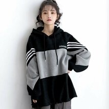 cxr78★春秋レディース おしゃれ ゆったり フード付き 長袖 トレーナー(M-3XL)_画像3