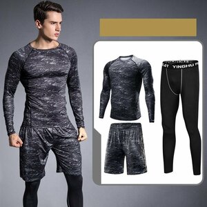 LHK2764* running wear 3 point set training wear sport wear compression wear speed . ventilation . sweat height elasticity 