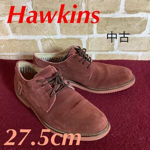 【売り切り!送料無料!】A-245 Hawkins!プレーントゥスエードシューズ!27.5cm!バーガンディー!スエード!カジュアルシューズ!中古!