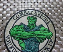 圧着IR砂緑◆円型◆新品アメリカ US コンバットレスキューCOMBAT RESCUE巨人グリーンジャイアント　刺繍ワッペンUSA◇ミリタリー・サバゲー_画像3