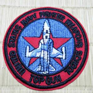 圧着IR☆円型　TB赤空星トップガンTop Gun　パイロット　刺繍ワッペン新品◆アメリカ映画　サバゲー　ミリタリー■US■洋服・衣類・衣服DIY