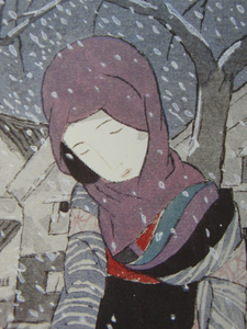 竹久 夢二、「雪の夜の伝説」、希少画集画、新品高級額・額装付き、状態良好、送料込み
