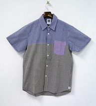 SWAGGER スワッガー MIX GINGHAM CHECK SHIRTS ミックスギンガムチェックシャツ L NAVY ネイビー 切替_画像1