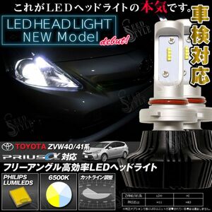 プリウスα 前期 ハイビーム HB3 Philips LEDヘッドライト 6500k 8000LM 新基準車検対応 フリーアングル 高効率 カットライン調整 1年保証