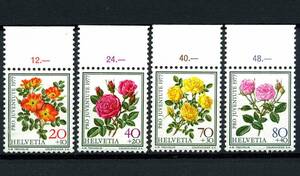 1977年◆スイス 未使用 切手 花 4種完(MNH)◆送料無料◆Q-413