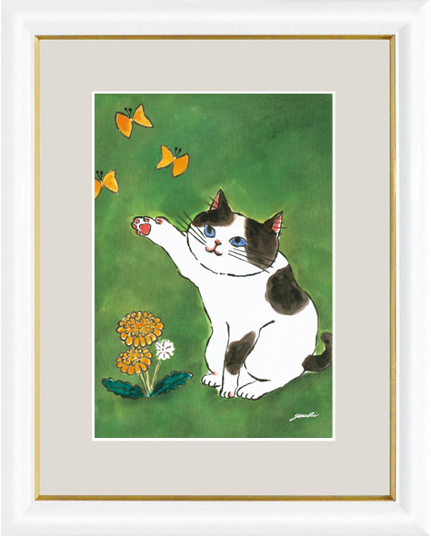 洋美 幸せのねこ 招きねこ-金運は西 絵画 ジクレー 新品, 美術品, 版画, その他