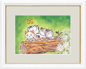 Art hand Auction 洋美 幸せのねこ いやしねこ-人間関係運は北 絵画 ジクレー 新品, 美術品, 版画, その他