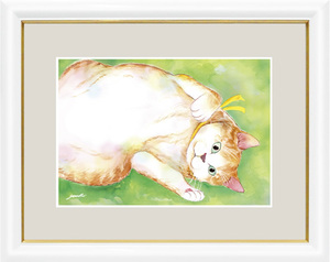 Art hand Auction Hiromi Happy Cat Fukufuku Neko - Fortuna/Amarillo es el Oeste Pintura Giclee Nuevo, Obra de arte, Huellas dactilares, otros