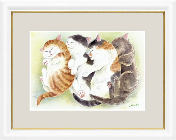 Hiromi Happy Cat Nenneko - 关系运气在北方绘画 Giclee 新品, 艺术品, 印刷, 其他的