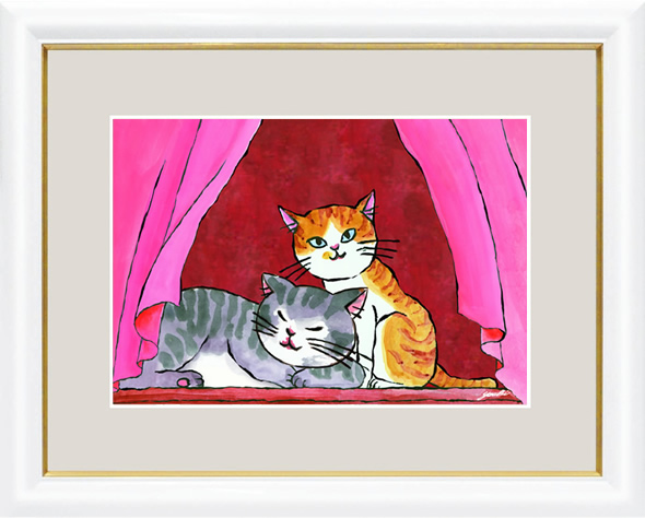 Hiromi Happy Cat Moe Cat - Love Luck is South Peinture Giclée Nouveau, Ouvrages d'art, Impressions, autres