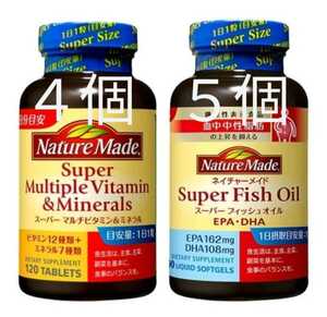  nature meido super multi vitamin 4 piece super fish oil 5 piece large . made medicine EPADHA Omega 3 folic acid zinc iron biotin B C D E copper 