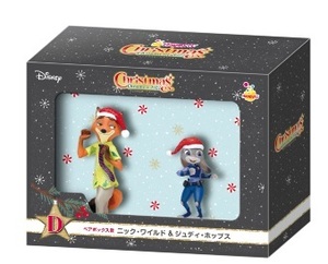 DISNEYクリスマスオーナメントくじ2022 ニック＆ジュディ ポストカード フィギュアオーナメント ペアボックス 新品・未開封 ディズニー Ｄ