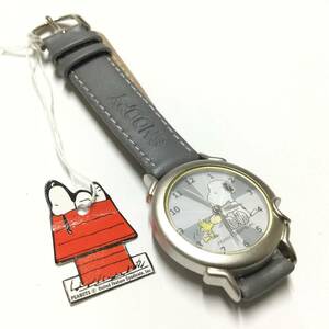 [ new goods unused * battery new goods replaced ] Peanuts Snoopy & Woodstock wristwatch character watch 