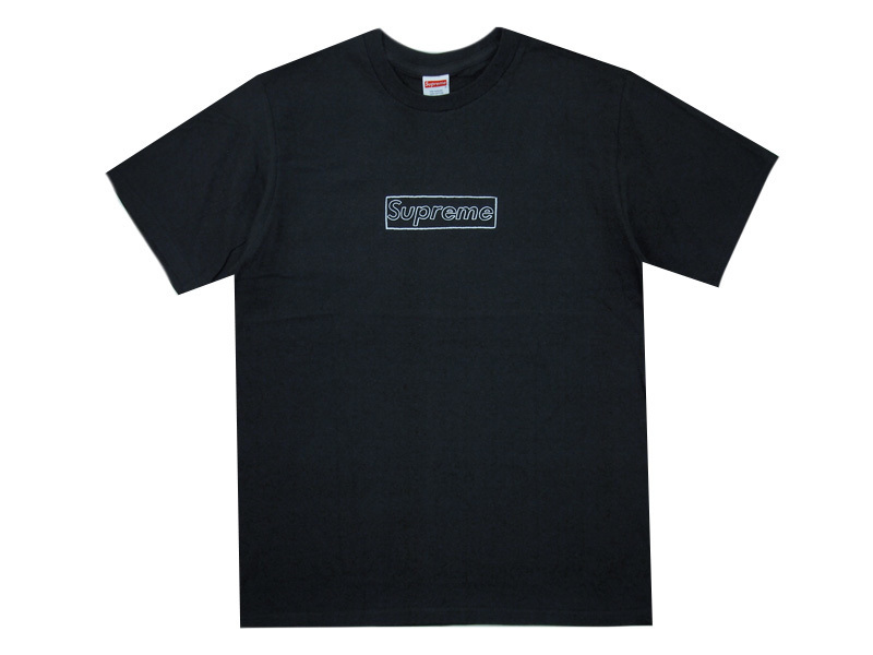 国内正規品 新品未使用 Supreme Kaws Chalk Logo Tee Black S