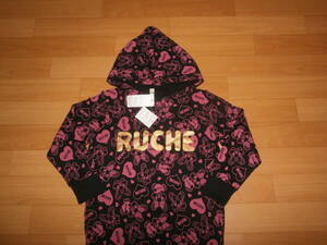 即決★新品★女児女の子★★ワンピース★RUCHE 黒 フード付★サイズ120★幼児幼稚園保育園小学生小学校★カットソーニット長袖セーター 