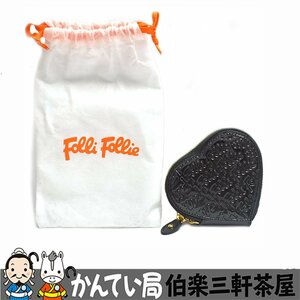 FOLLI FOLLIE【フォリフォリ】コインケース　ブラック　ＰUレザー　レディース【中古】