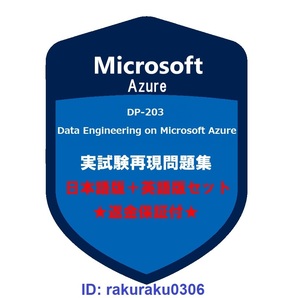 Microsoft Azure DP-203 【11月日本語版+英語版セット】Data Engineering on Microsoft Azure実試験再現問題集★返金保証★追加料金なし②
