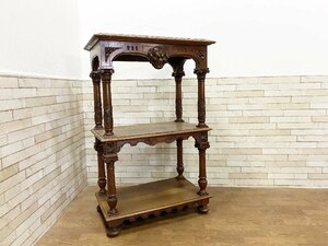  person sculpture antique furniture / West open shelf 3 step rack cabinet / gothic equipment ornament ornament shelves storage shelves B(.084)