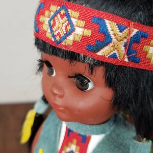 インディアン人形　ヴィンテージ　ネイティブ　インディアンガール　レトロ　ドール　女の子　アンティーク　少女　先住民　【60a818】